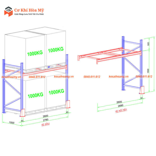 Bản vẽ kệ pallet 1 tầng